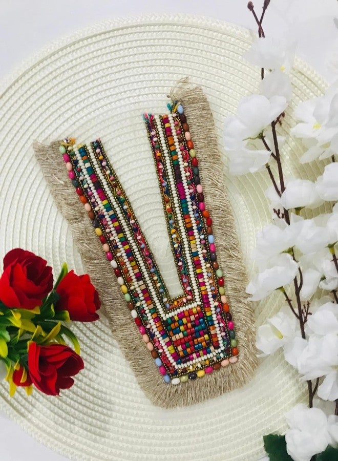 ANIDA Embroidery Premium V Neck patch for kurti Sewing On Applique for Clothes, Jackets, Jean's, Blouse, Saree, Dress Decoration Sewing Decal Badge Handmade DIY Fabric packig 1 pieces colour multicolour (STYLE 12) - Image 2